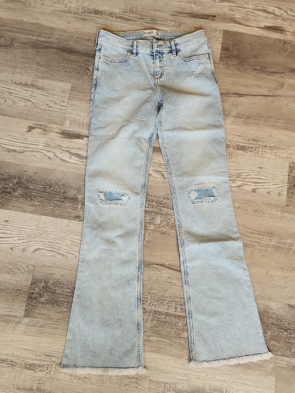 abercrombie kids Light Blue Distressed Flare Jeans